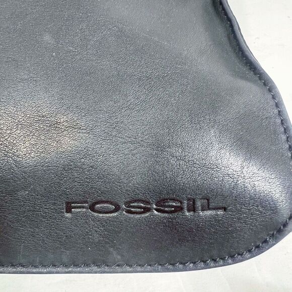 Vintage Fossil Black Leather Shoulder Bag Grunge Punk Rockstar Girlfriend - Picture 7 of 11